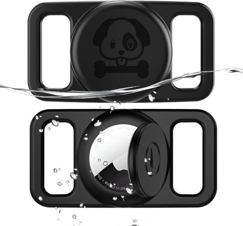 2 Pack Waterproof AirTag Dog Collar Holder Compatible with Apple AirTag, Anti-Lost Accessories (Black)