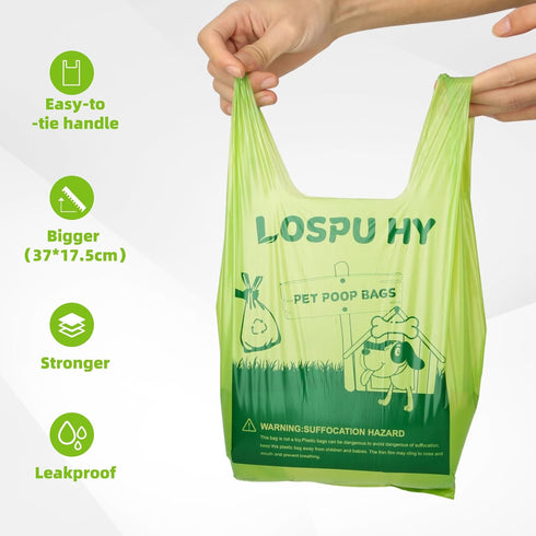 Lospu HY 100 Count Poop Bags for Dogs, Dog Poop Bags with Handles, Extra Thick Strong Leak Proof Doggie Waste Bag