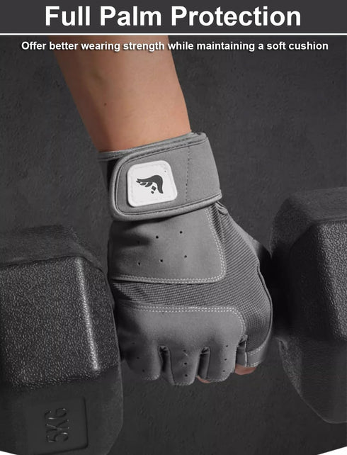 SUJAYU Workout Gloves for Men Women, Anti-Slip Fingerless Gloves for Weightlifting, Mens Workout Gloves Weight Lifting