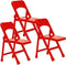 Set of 3 Red Folding Chairs for Wrestling Action Figures
