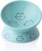 Sweejar Ceramic Raised Cat Bowls - Turquoise | Slanted Cat Dish for Food or Water, Elevated Porcelain Pet Feeder Bowl