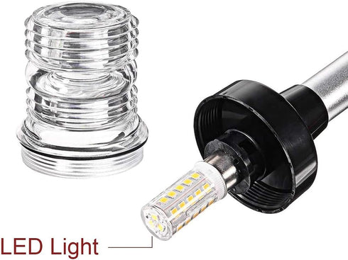 LYCAEA 3 360 12-24V (12" Boat Anchor Light, Nautical Mile LED Fold Down Boat Stern Light Boat Anchor Light for Pontoon