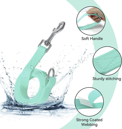 Waterproof Dog Leash, 5/6 FT Durable Odor-Proof with Strong Metal Hooks for Small Medium Large Dogs, Mint Green