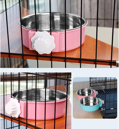 Crate Dog Bowl, Removable Stainless Steel Feeder Bowls, Hanging Pet Cage Bowl for Dogs, Cats, and Small Pets
