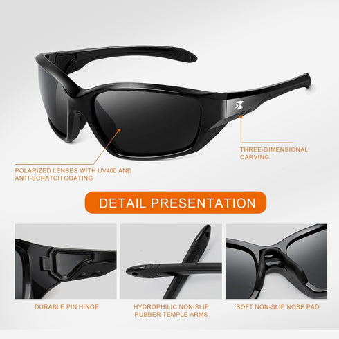 Sports Polarized Sunglasses for Men Women, UV400 Protection Wrap Around Goggles for Fishing Driving TR90