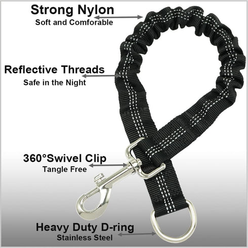 MayPaw Bungee Dog Leash Extension, 18" Reflective Shock Absorbing Lead for Dog Walking