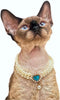Handmade Pearl Dog Necklace, Cute Cat Collar, Fancy Adjustable Puppy Collar with Blue Heart Jewelry for Birthday Party