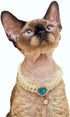 Handmade Pearl Dog Necklace, Cute Cat Collar, Fancy Adjustable Puppy Collar with Blue Heart Jewelry for Birthday Party