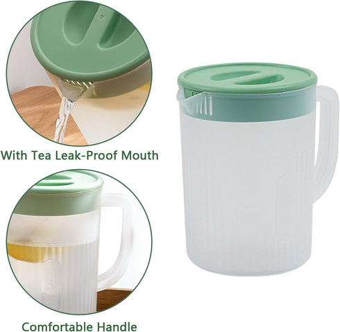 Toguma 2.2 Liter Plastic Water Pitcher, Large-Capacity Household Jug with Lid for Hot Cold Beverages