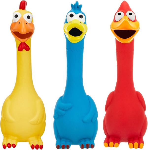 Hungdao 3 Pcs Horse Toys, Latex Squeaky Chicken Toy, Squeak Turkey Toy for Play, Funny Prank