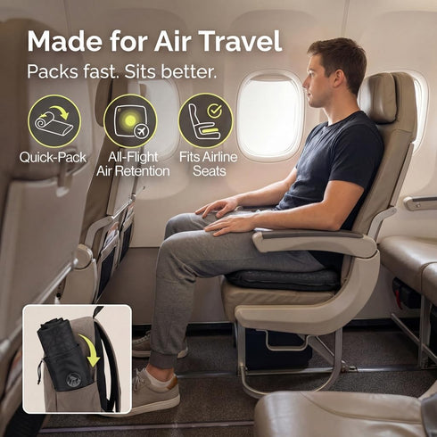 Whispering Winds Inflatable Seat Cushion - Comfortable Blow-up Foam Pad for Airplane, Travel, Stadium, Outdoors