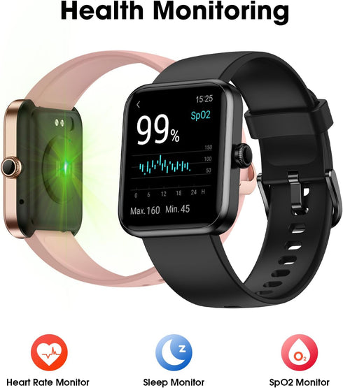 Fitness Tracker Watch, Step Tracker with Heart Rate, Blood Oxygen Sleep Monitor, 5ATM Waterproof Pedometer, Step Calorie Counter, Health Fitness Watch for Sports, Activity Tracker for Women Men