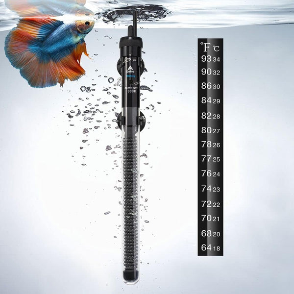 Adjustable 300W Aquarium Heater, Submersible Fish Tank Heater with Electronic Chip Thermostat for Marine and Freshwater.