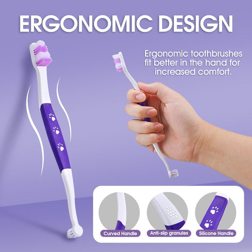 60 1-Pack) Dog Toothbrush Newly Upgraded Dual-Head Design with Wavy BristlesGently Surrounds Teeth for Deep Cleaning