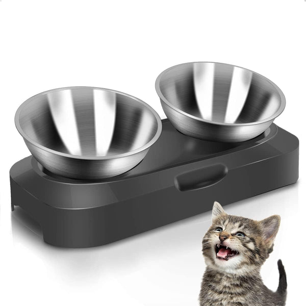 Stainless Steel Cat Food Bowl - 15-Angle Ergonomic Design Reduces Vomiting