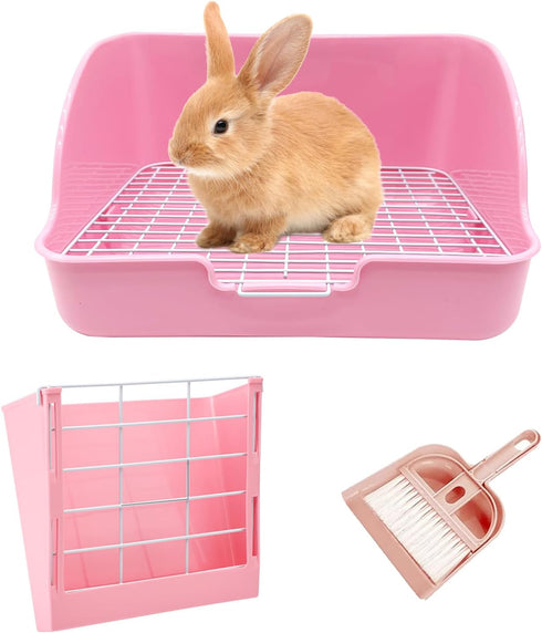 Rabbit Litter Box Bunny Potty Box Guinea Pig Hay Rack Feeder Rabbits
