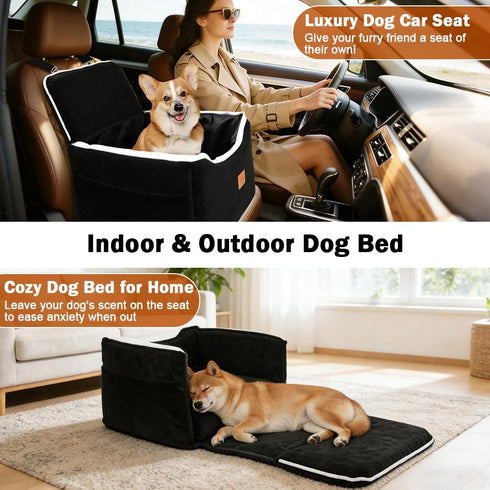 35 lbs, SZEE Dog Car Seat for Small/Medium Sized Dogs up to Dog Booster Car Seat with Detachable Protective Leather