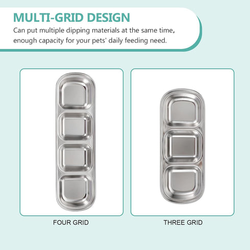 VILLCASE 2pcs Stainless Steel Feeding Tray, Compartment Pet Tray Food Bowls for Small Dogs and Cats