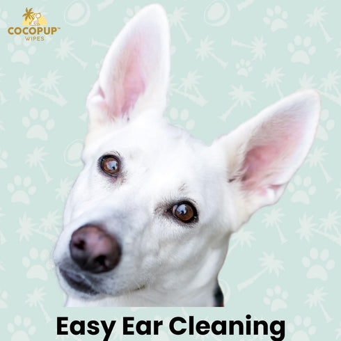 Dog Teeth Cleaning Wipes, Ear Nose Paws Fur Cleaner with Pure Coconut Oil