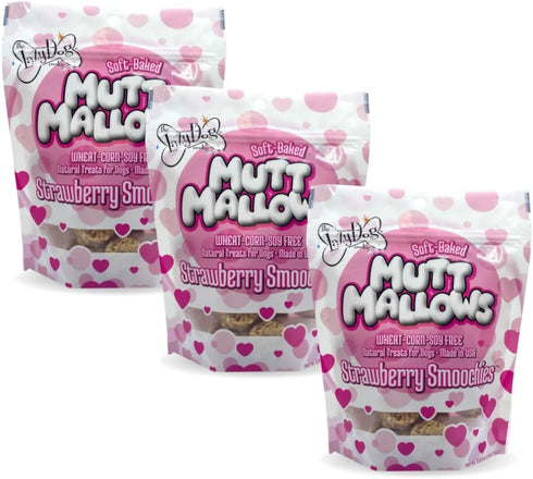 The Lazy Dog Cookie Co. Soft Dog Treats - Mutt Mallows Strawberry Smoochies, Wheat-Free, Baked in USA, 5 oz (Pack of 3)