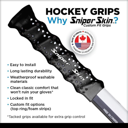 SNIPER SKIN Hockey Grip for Adult and Kids Sticks, Easy Install, Durable, Better Than Hockey Tape, Ideal Team Swag