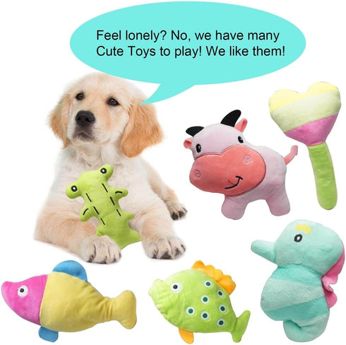 Cute Animal Designs Soft Dog Squeaky Toys (Pack of 20) for Small and Medium Dogs