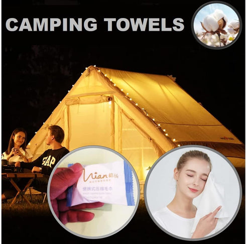 (23.6" 11.8") Backpacking QUALIALL Premium Extra Large and Thick X Pure Cotton Disposable Washcloths, Portable Travel