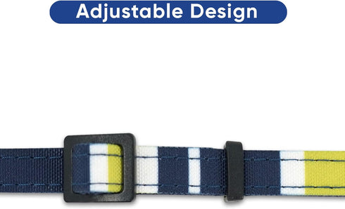 Pawtitas Pet Soft Adjustable Multicolor Cat Collar with Safety Buckle and Removable Bell, Green/White/Blue
