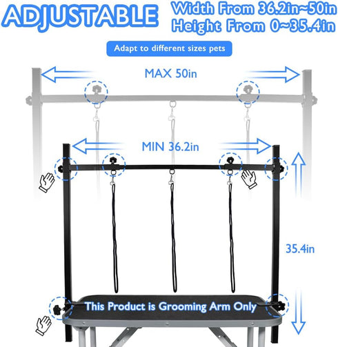 3 35.4 36.2 50 LEIBOU H-Shape Dog Grooming Arm Pet Supplies Grooming Table Arm with Noose and Clamp Heavy Duty Aluminum