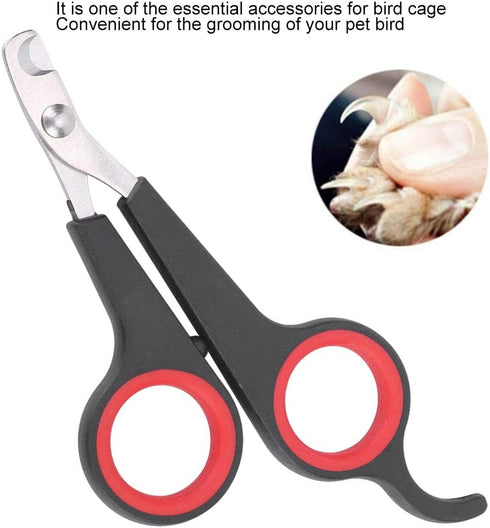 Pet Nail Clippers for Birds, Small Animals, Grooming Tool Scissors Clipper for Parrots, Black and Red