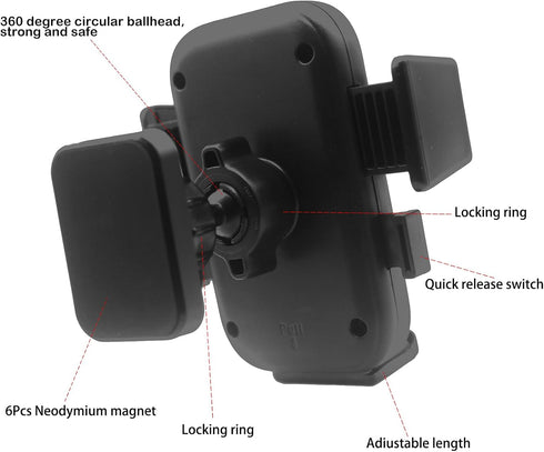 Golf Cart Magnetic Phone Holder Mount - Compatible with EZGO/Club Car/Yamaha, Ultra Strength Magnet, 360° Rotatable