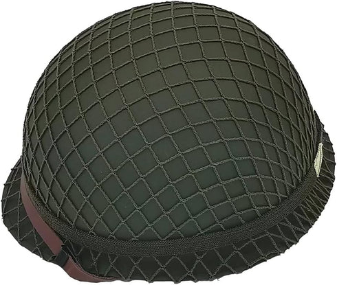 WW2 US Army M1 Helmet - Metal Steel Shell Replica with Net/Canvas Chin Strap/Cat Eye Band