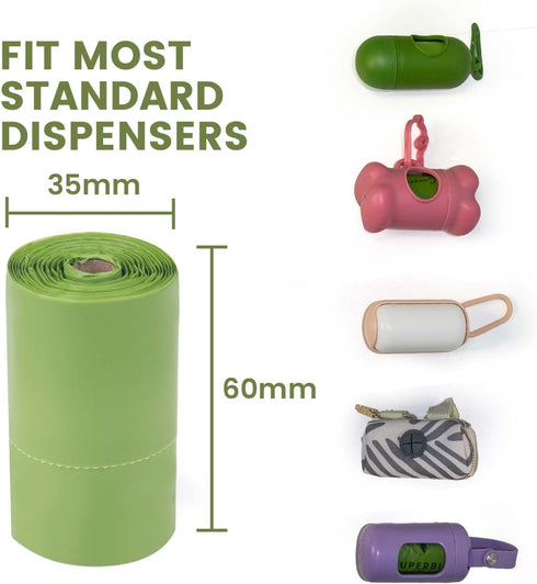 Bags,12 Rolls,180 SUPERBIO Handle Tie Dog Poop Bags,Extra Thick and Strong, OK compost INDUSTRIAL.