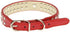 Cute 2 Rows Rhinestone Bling Heart Studded Leather Dog Collar for Small or Medium Dogs, Red, Small