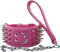 3 inches Wide Leather 4 Rows Spiked Studded Dog Collar + Leash Set for Pit Bull Terrier Mastiff (Hot Pink, XL)