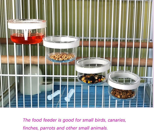 8 Pcs Small Bird Removable Transparent Bowl, Parrot Food Feeder with Small Food Cups for Canary Finch Parrot Small