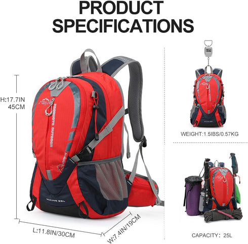 INOXTO 25L Small Hiking Backpack with 2L Water Bladder and Waterproof Rain Cover, Hydration Backpack