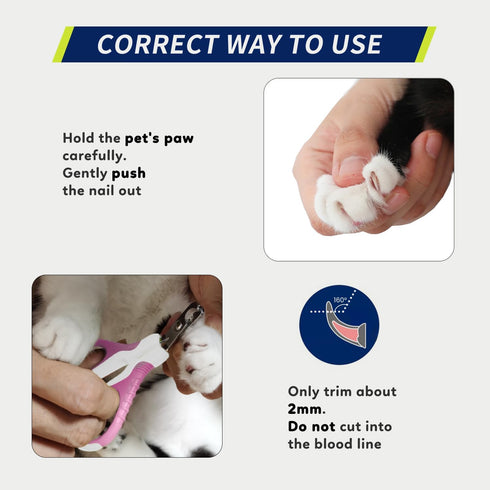 WePet U07.1 Pet Nail Clippers, Professional Claw Trimmer for Cats, Dogs, Small Animals, White/Thulian Pink