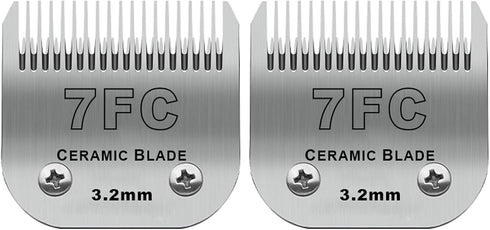 2 Pack Detachable Pet Dog Grooming Clipper Ceramic Blades, Compatible with Andis Size-7FC, Oster A5 Wahl KM10 Series
