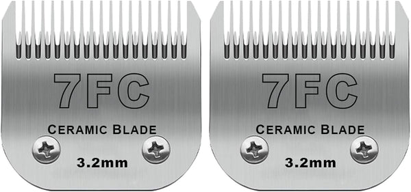 2 Pack Detachable Pet Dog Grooming Clipper Ceramic Blades, Compatible with Andis Size-7FC, Oster A5 Wahl KM10 Series