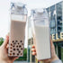 CurcKua 500ML 2PCS Clear Milk Carton Water Bottle Reusable Transparent Juice Bottle for Outdoor Sport Reusable Milk