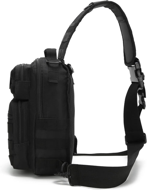 Backpack Pack Pack Tactical Sling Bag for men,Shoulder Molle Assault Range Bags Chest Day Diaper Bag (Black)