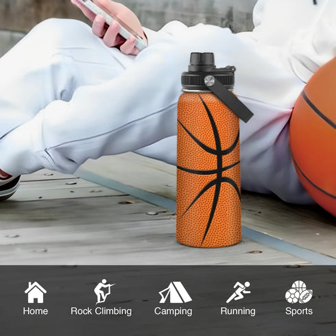 SANDJEST Basketball Water Bottle, 32oz Stainless Steel Insulated for Sports Lovers, Birthday Christmas Gift