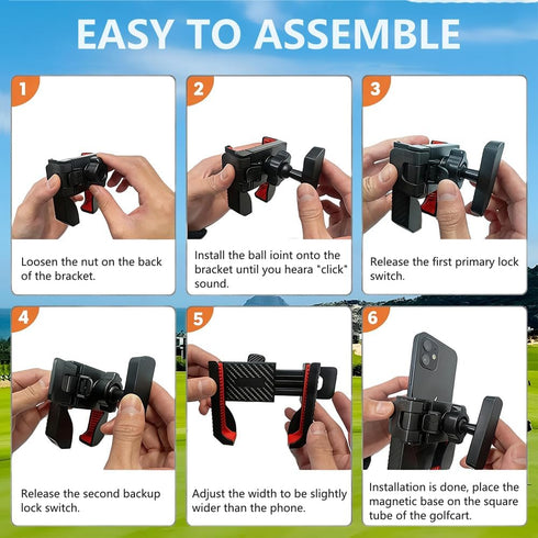 PXIRQ N52 360 Magnetic Golf Cart Phone Holder: Magnet Base & Rotatable Cellphone Mount, Universal Fits EZGO Club Car