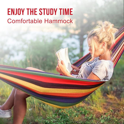 Ultra-Light Travel Camping Hammock with Tree Straps for Hanging - Durable Folding Hammock Up to 3.19lbs, Portable Hammock Camping for Indoor and Outdoor - Double/Red