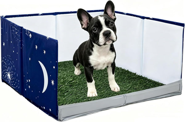 Bencacawinstyle Dog Grass Pad with Tray,Foldable Dog Litter Box with High Walls,Odor Free