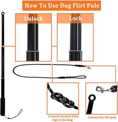 ASOCEA Dog Tug Toy with Flirt Pole - Aggressive Chewers Squeaky Bungee Rope Toy for Outdoor Exercise & Training