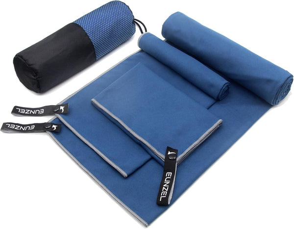 Quick Dry Camping Towel - Microfiber Travel Towel Set, Fast Drying for Camping, Beach, Gym, Sports, Navy Blue