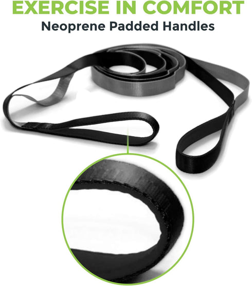 Gradient Fitness Stretching Strap for Physical Therapy, 12 Multi-Loop 1" W x 8' L, Neoprene Handles