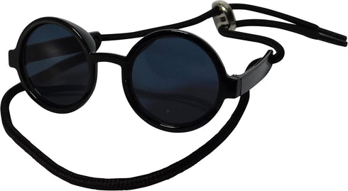 G016 Small Breed Dog Sunglasses for Pets up to 15lbs, Round Tiny Design, Black